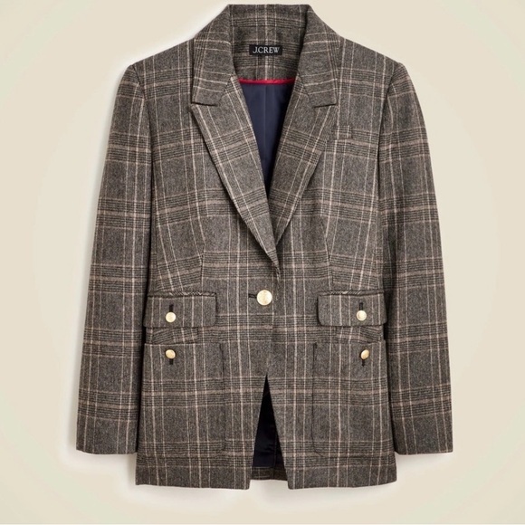 J. Crew Gray/Brown Plaid Vivienne Blazer - Picture 3 of 5